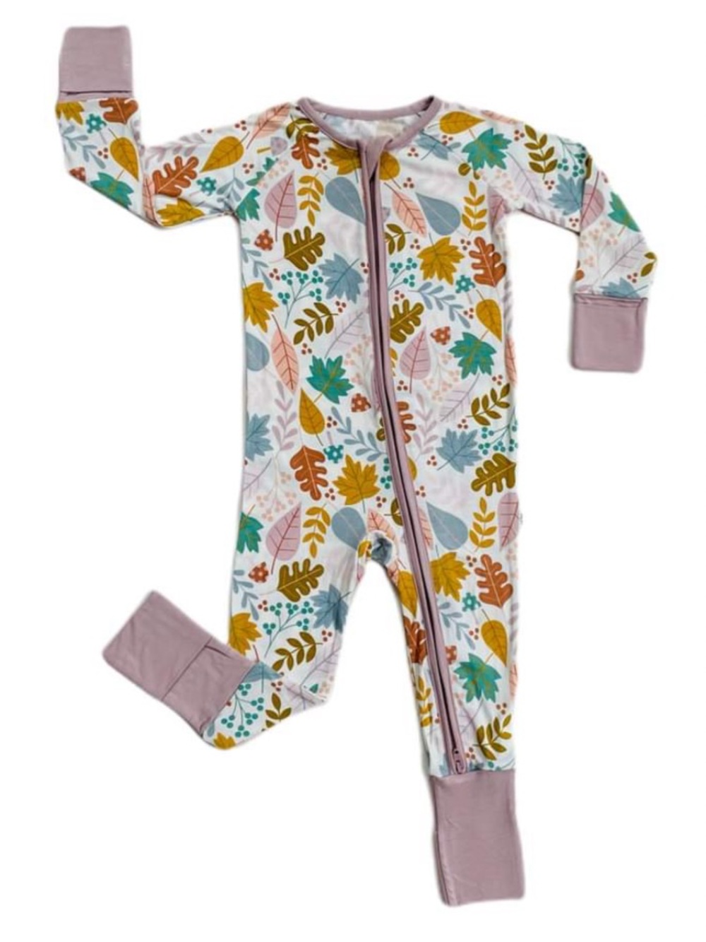 Little Sleepies - Dusty Mauve Fall Leaves Zippy